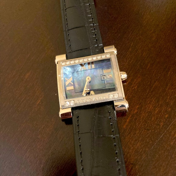 New LEONARD Watch .34 carats of Diamonds and Black Mother of Pearl Face - Picture 5 of 5